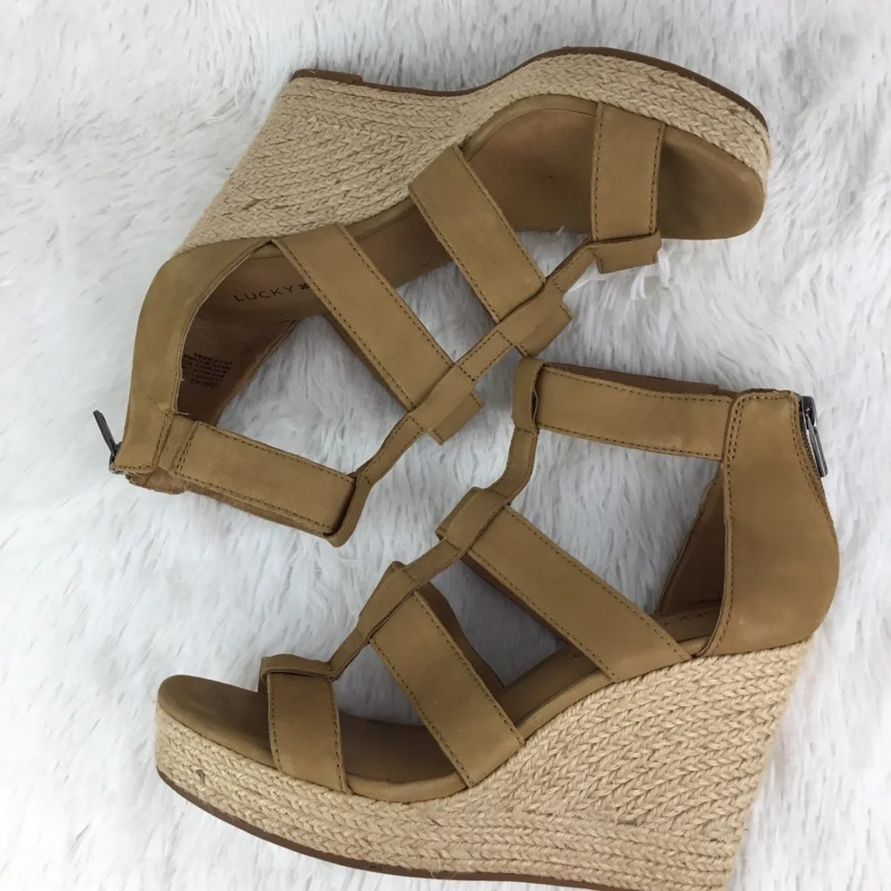 LUCKY Brand Size 10 Leather Espadrille/Wedge EUC